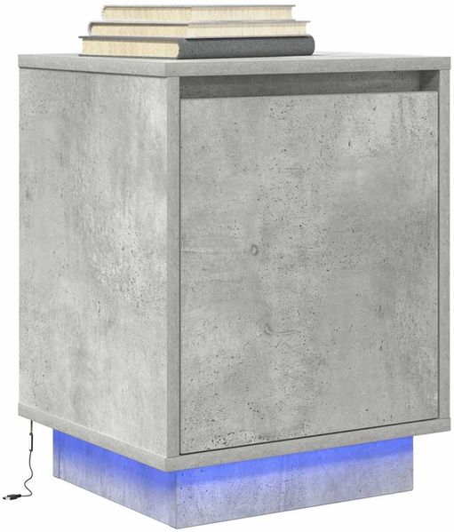 vidaXL Nachttisch mit LED-Leuchten Betongrau 38x34x50 cm 861271