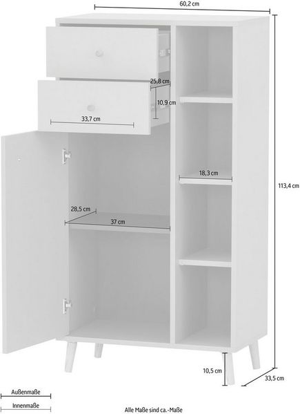 Schildmeyer Bjarne Highboard, Holzwerkstoff, Fjord, 60,2 x 33 x 113,4 cm Bild 4