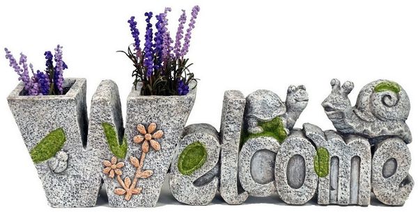 abc HOME Blumentopf Pflanzentopf Welcome, Steinoptik, Für Außenbereich geeignet
