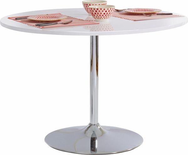 OTTO home Esstisch Trompet, rund, Ø110 cm, Tischplatte weiß Hochglanz, Trompetenfuß, Tulpentisch