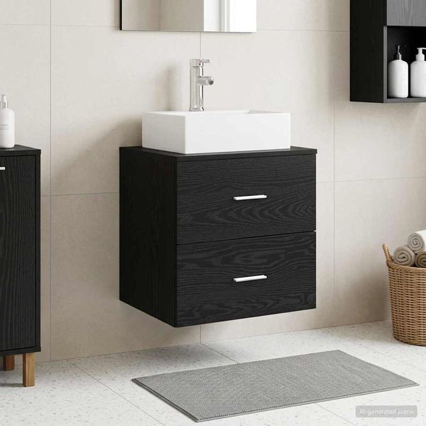 vidaXL Wandmontierte Waschtisch Schwarze Eiche 49,5 x 41 x 62,5 cm 890279