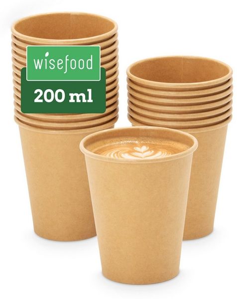 wisefood Einwegbecher Bio-Pappbecher, 200, 50-tlg, Papier