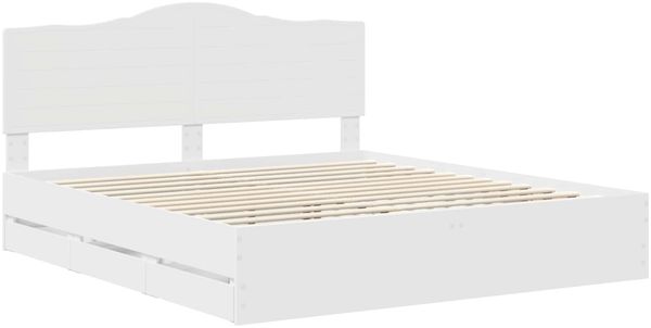 vidaXL Bettrahmen mit Schubladen Weiß 200 x 200 cm Ingenieurs Holz 3413380 Bild 4