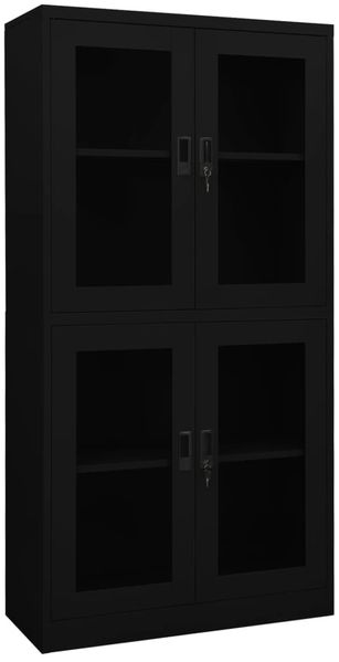 vidaXL Büroschrank Schwarz 90 x 40 x 180 cm Stahl und Hartglas [335940]
