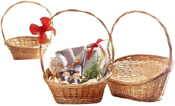 Dekoleidenschaft Geschenkbox Präsentkorb "Natur" aus Weide in 3 Größen, Geschenkkorb leer (1 St), Henkelkorb, Weidenkorb