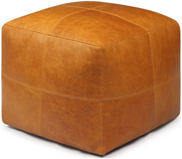 Pouf Anneta aus Leder 50x50 cm, Cognac