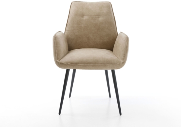 Esszimmerstuhl Zoa-Flex Mikrofaser Beige Vintage 4-Fuß konisch Schwarz Taschenfederkern Bild 2