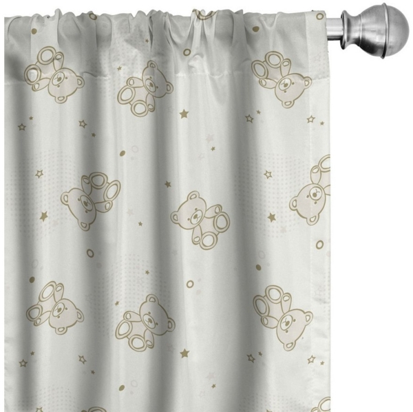 Abakuhaus Gardine Vorhang für Wohnzimmer Schlafzimmer Dekor, Microfaser, Beige Teddybären Spielzeug Sterne