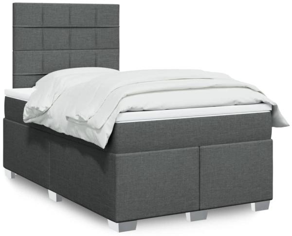 vidaXL Boxspringbett mit Matratze Dunkelgrau 120x200 cm Stoff 3292756