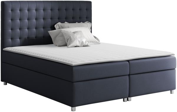 Boxspringbett Singer, Blau, 200x200 cm