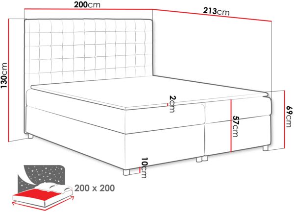 Boxspringbett Singer, Blau, 200x200 cm Bild 4