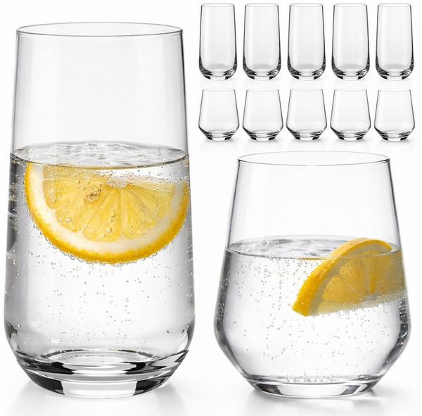 MiaMio Gläser-Set Riva Trinkgläser Kombi-Set 12-teilig 420 & 460 ml, 12-tlg, Glas, spülmaschinenfest