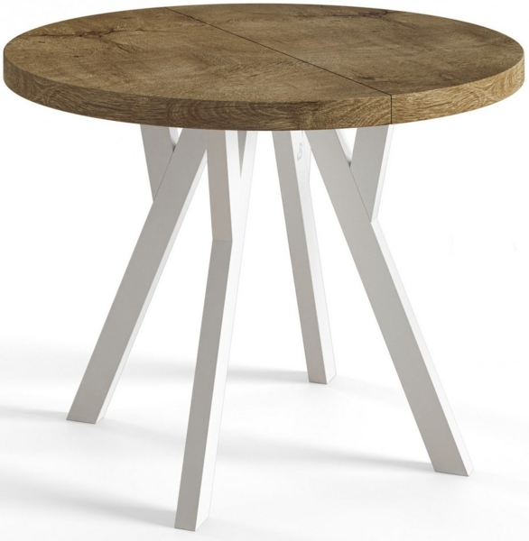 Alpi-Möbel Esstisch Wohnzimmertisch - Ausziehbarer runder Tisch 80-120 cm - Lefkas Eiche, Ausziehbar, 2 x Einsatz 50 cm