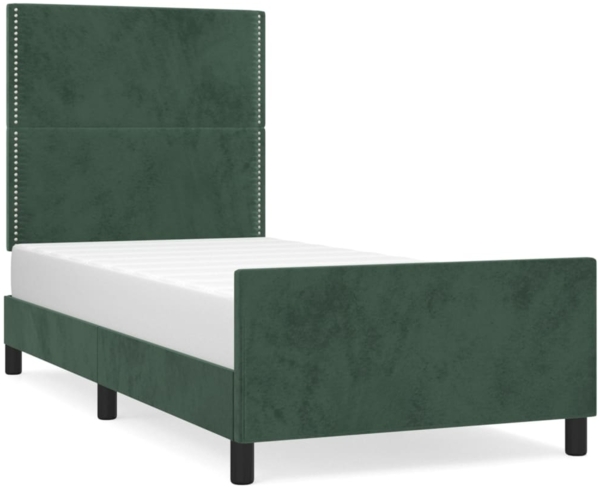 Bettgestell mit Kopfteil Samt Dunkelgrün 90x190 cm