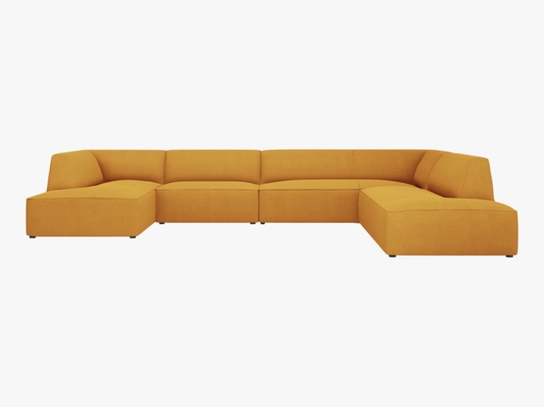 Micadoni Panorama-Ecksofa Ruby 7-Sitzer Rechts Strukturierter Stoff Ottawa Gelb