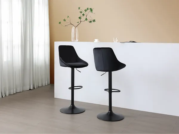 Vente-unique - MASURIE Barhocker Samt Schwarz - B 53,5 cm x H 94 cm115 cm x L 46 cm