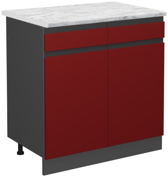 Küchenunterschrank R-Line Rot 80 cm J-Shape AP Marmor Vicco