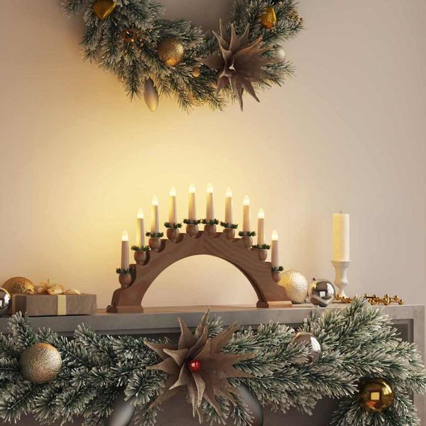vidaXL Weihnachtskerzenbogen mit 10 LED Kerzen Braun 47 x 5 x 29 cm 42019707