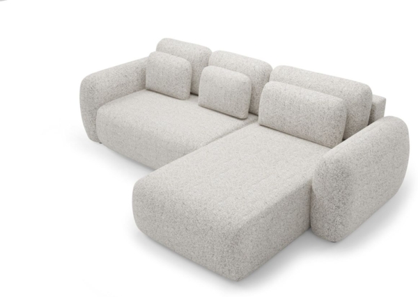 Ecksofa Schlafsofa Sofa GASTON in Stoff Puente Beige Ottomane Rechts Bild 2