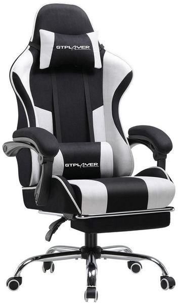 GTPLAYER Gaming-Stuhl Bürostuhl Gaming Stuhl Massage Ergonomischer Gamer Stuhl, mit Massage-Lendenkissen Fußstütze, Kopfstütze