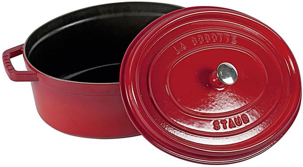 STAUB Cocotte Schmortopf oval new Classic Gusseisen 6,7 Liter 33cm kirschrot Bild 2