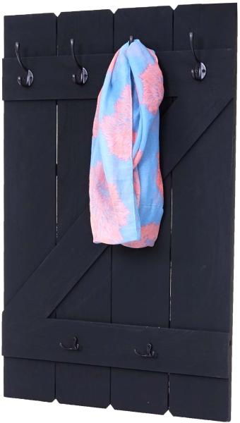 Wandgarderobe HWC-D13, Garderobe Garderobenpaneel, 6 Haken 91x60cm ~ dunkelgrau shabby