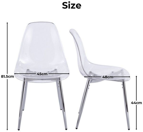 ANYSUN Esszimmerstuhl Esszimmerstühle 4er Set, transparentem Sitz (Moderne Küchenstühle mit Metallbeinen), Transparente Stühle für Esszimmer, Küche, Wohnzimmer