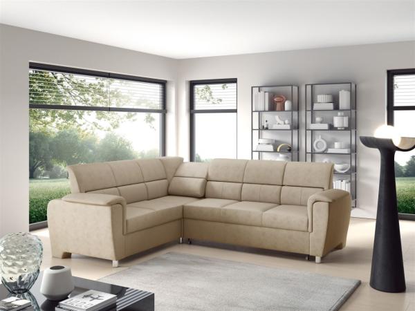 Ecksofa Schlafsofa Sofa SALVADOR Stoff Texas Beige Kurze Schenkel Links