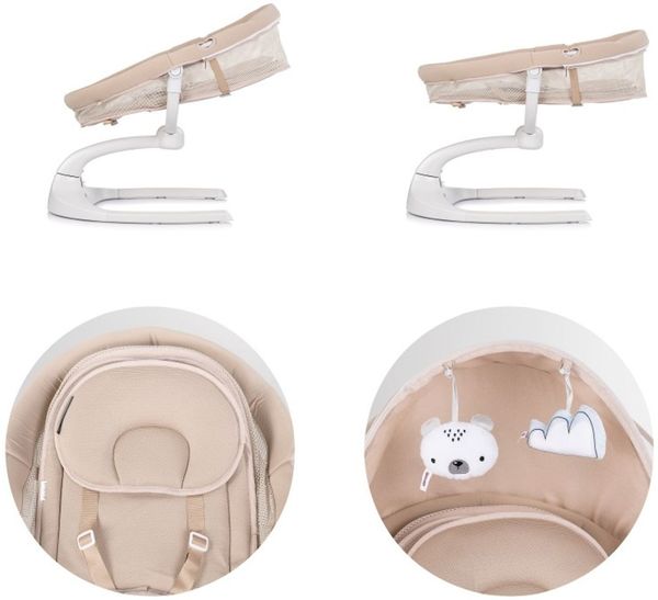 Chipolino Babywippe E-Sway Fernbedienung Musik Bluetooth Plüschtiere Timer Gurt beige Bild 4