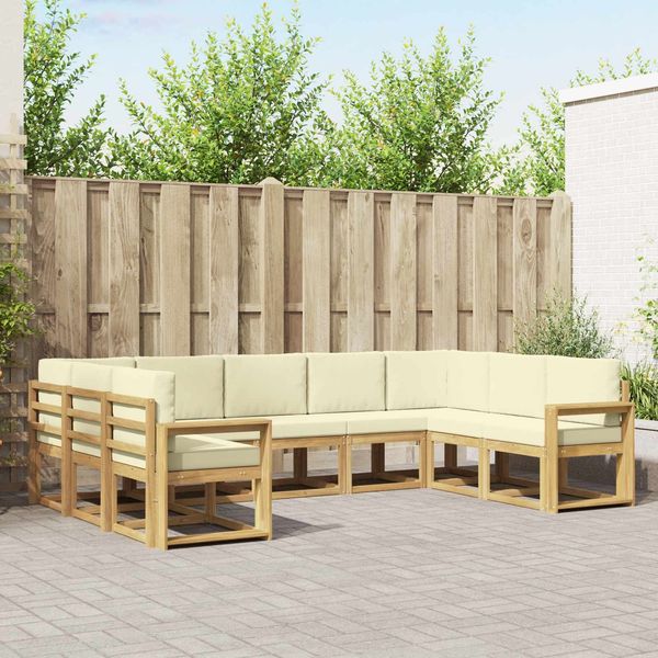vidaXL Outdoor-Sofagarnitur mit Kissen 9 pcs Weiß und Creme 3388224