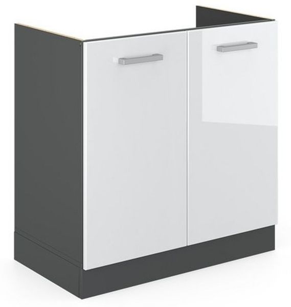 Spülenunterschrank R-Line Weiß Hochglanz 80 cm ohne Arbeitsplatte Vicco Bild 4