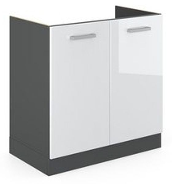 Spülenunterschrank R-Line Weiß Hochglanz 80 cm ohne Arbeitsplatte Vicco Bild 6