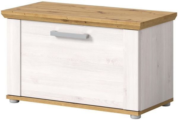 Inn. Furn Schuhbank Mirano (Garderobenbank in weiß Lerche mit Eiche Artisan, Breite 80 cm), mit 4 Fächern
