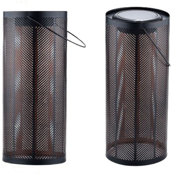 Marrakesch Orient & Mediterran Interior LED Solarleuchte 2er Set Skandinavische Solarlaterne Solar Laterne Lampe Deko Schwarz, LED fest integriert, Handarbeit