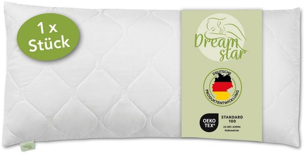Dreamstar Microfaserkissen Kopfkissen - einzeln & 2er Set - 40x80 & 80x80 cm - weich & fest, Füllung: 100% Polyester, Seitenschläfer, Bauchschläfer, Rückenschläfer, Reißverschluss für Füllung - waschbar - allergikerfreundlich -