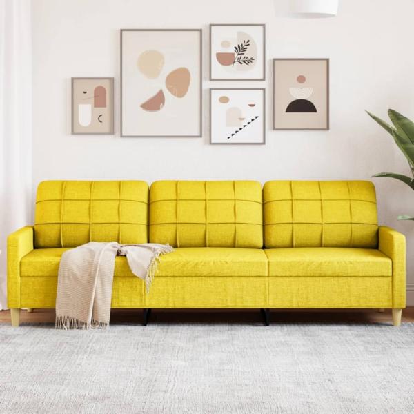 vidaXL 3-Sitzer-Sofa Hellgelb 210 cm Stoff 4007419