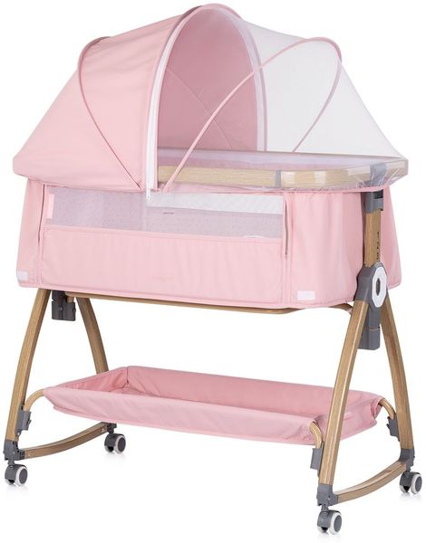 Chipolino Beistellbett Charisma Matratze höhenverstellbar Räder Ablagefach Gurt rosa