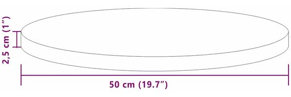 vidaXL Tischplatte Hellbraun Ø 50 x 2,5 cm Massivholz Eiche 42016001 Bild 8
