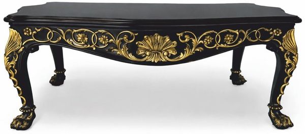 Casa Padrino Luxus Barock Couchtisch Schwarz / Gold 121 cm - Barock Möbel - Made in Italy