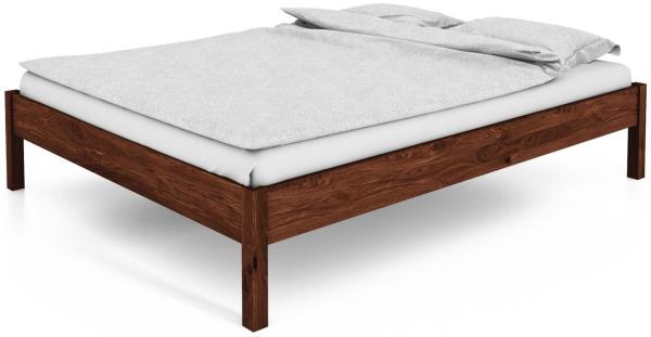 Bett Bento 1 aus Wildeiche massiv choco 90x200 cm ohne Kopfteil mit Holzbeinen