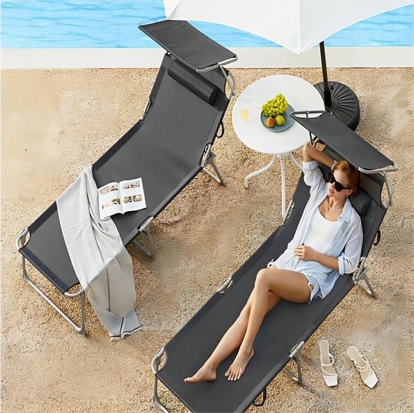 SONGMICS Gartenliege, 2 St, Große Sonnenliege,klappbarer Liegestuhl,200 x 71 x 38 cm