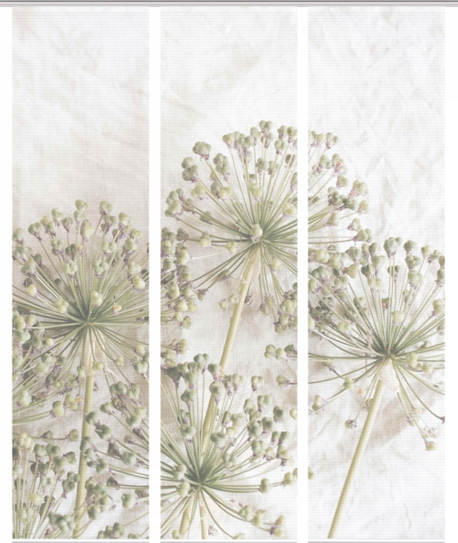 HOME in green Cintia 3Er Set 245 X 60 cm 3x Schiebevorhang inkl. Paneelwagen und Klemmleiste Natur