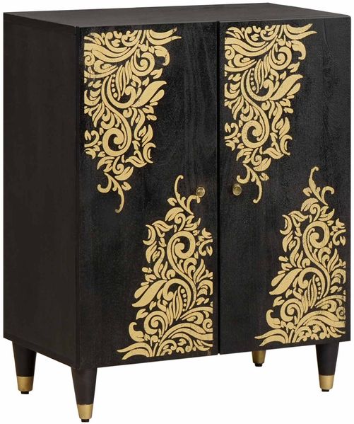 vidaXL Sideboard Schwarz 60 x 33 x 75 cm Massivholz Mango 4018810