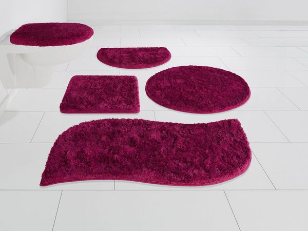 OTTO home Badematte Merida, Badvorleger, Badezimmer Teppich, Höhe 32 mm, rutschhemmend beschichtet, schnell trocknend, strapazierfähig, fußbodenheizungsgeeignet, Kunstfaser, wellenförmig, Badteppich, Uni Farben, rechteckig, rund & als 2-tlg. Set erhält...