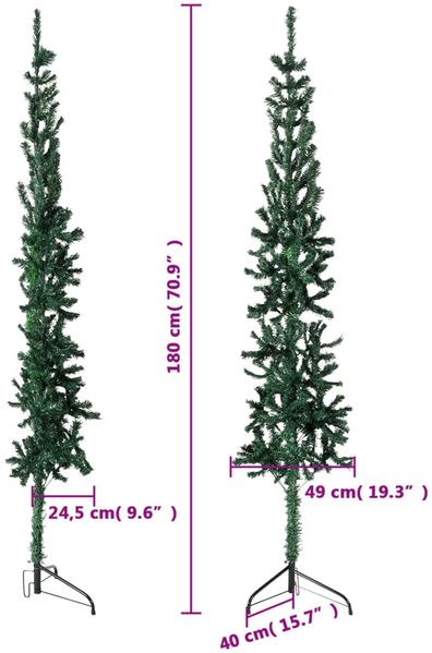 vidaXL Künstlicher Halb-Weihnachtsbaum mit Ständer Schlank Grün 180 cm 344601 Bild 8