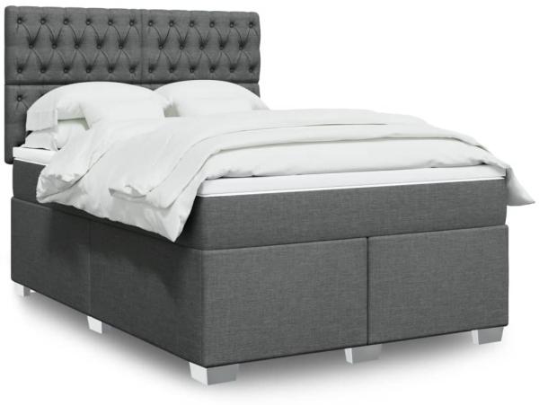 vidaXL Boxspringbett mit Matratze Dunkelgrau 160x200 cm Stoff 3292847