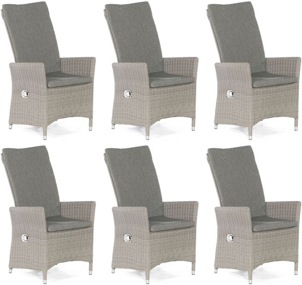 Sonnenpartner 6x Garten-Sessel Solares Aluminium/Polyrattan stone-grey Hochlehner