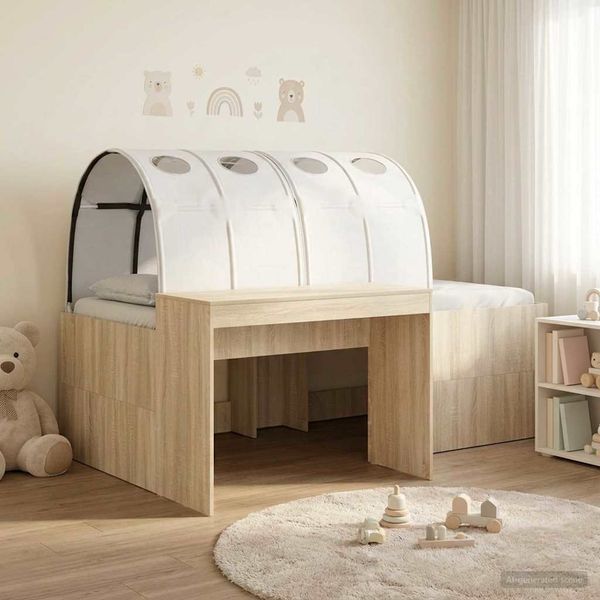 vidaXL Bett mit Tunnel 3 Stk. Artisian Eiche und Weiß Holzwerkstoff 3423665
