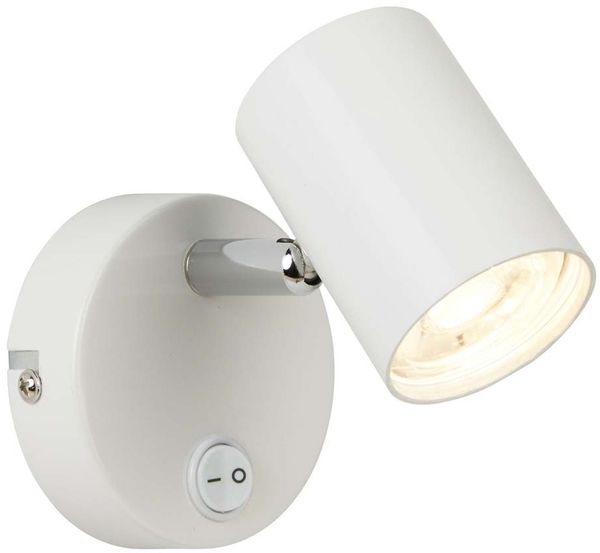 Rollo 1Flammige Zylinder-Strahler Wandhalterung, Weiss & Chrom