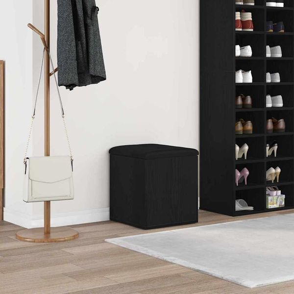 vidaXL Sitzbank mit Stauraum Schwarz Eichen-Optik 42 x 42 x 45 cm 862982